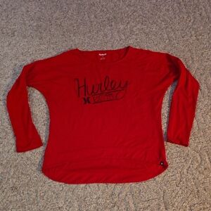 Hurley Womens Long Sleeve Top Red Size Large